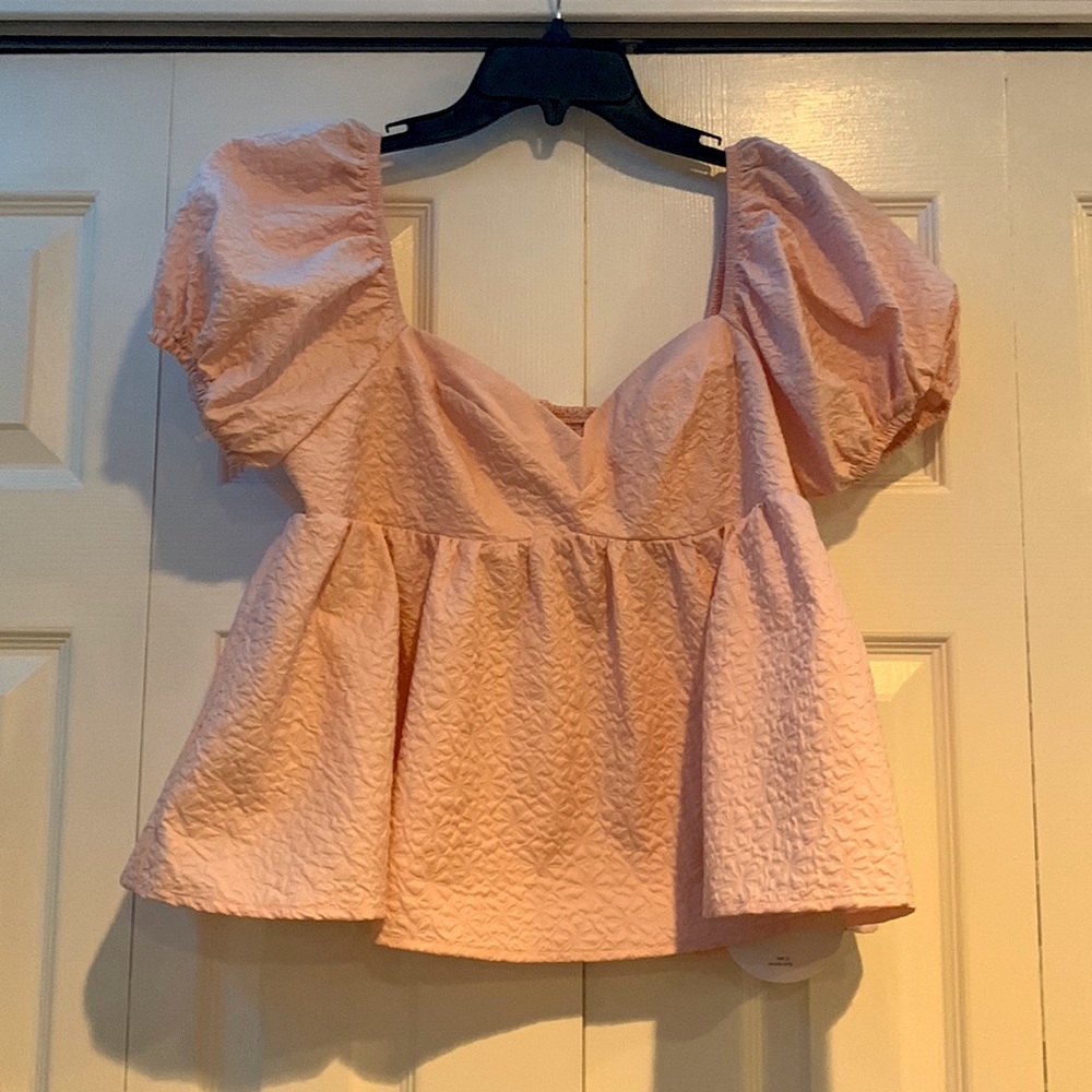 Shein baby pink puff sleeve blouse. Size Large